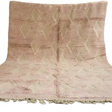 Shag Moroccan Beni Ourain Wool Rug Pink 10’x13′