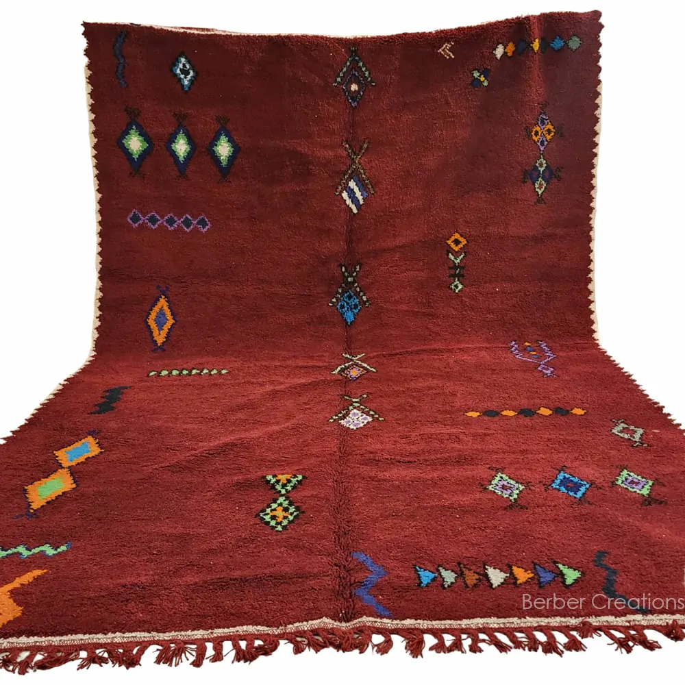 Shag moroccan tribal berber wool rug red