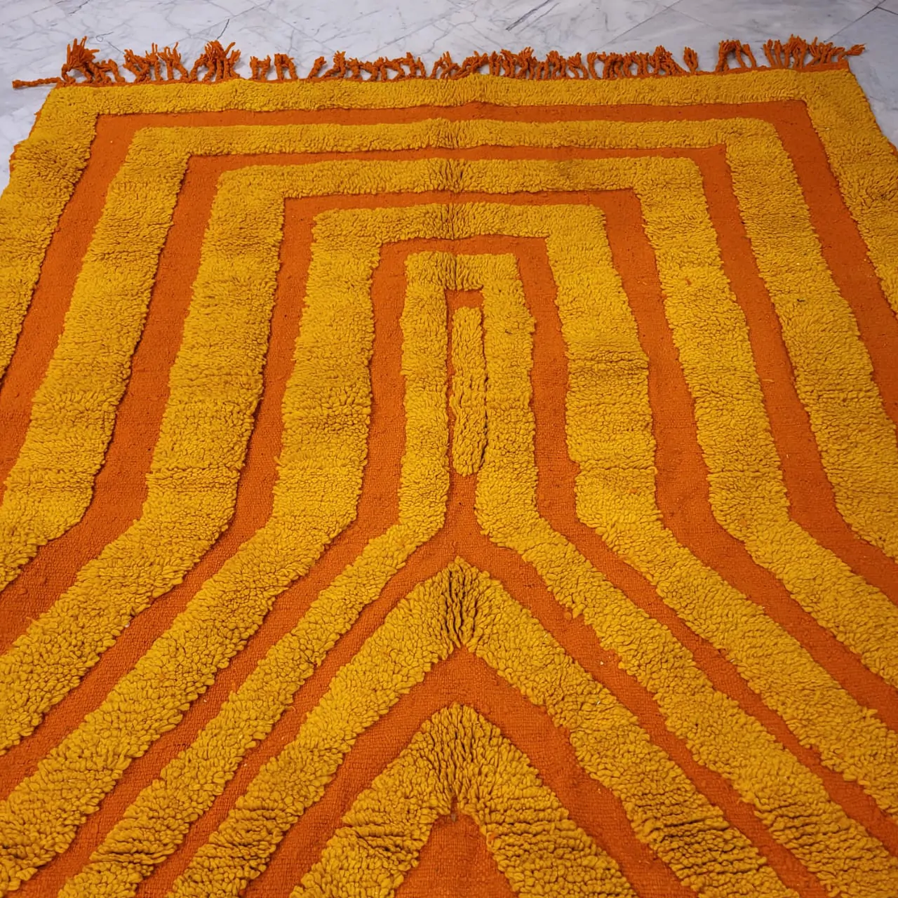 Shag Orange and Yellow Moroccan Wool Rug 7'x10' - Image 2