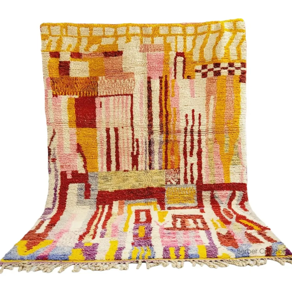 vintage colorful boujaad moroccan berber wool rug