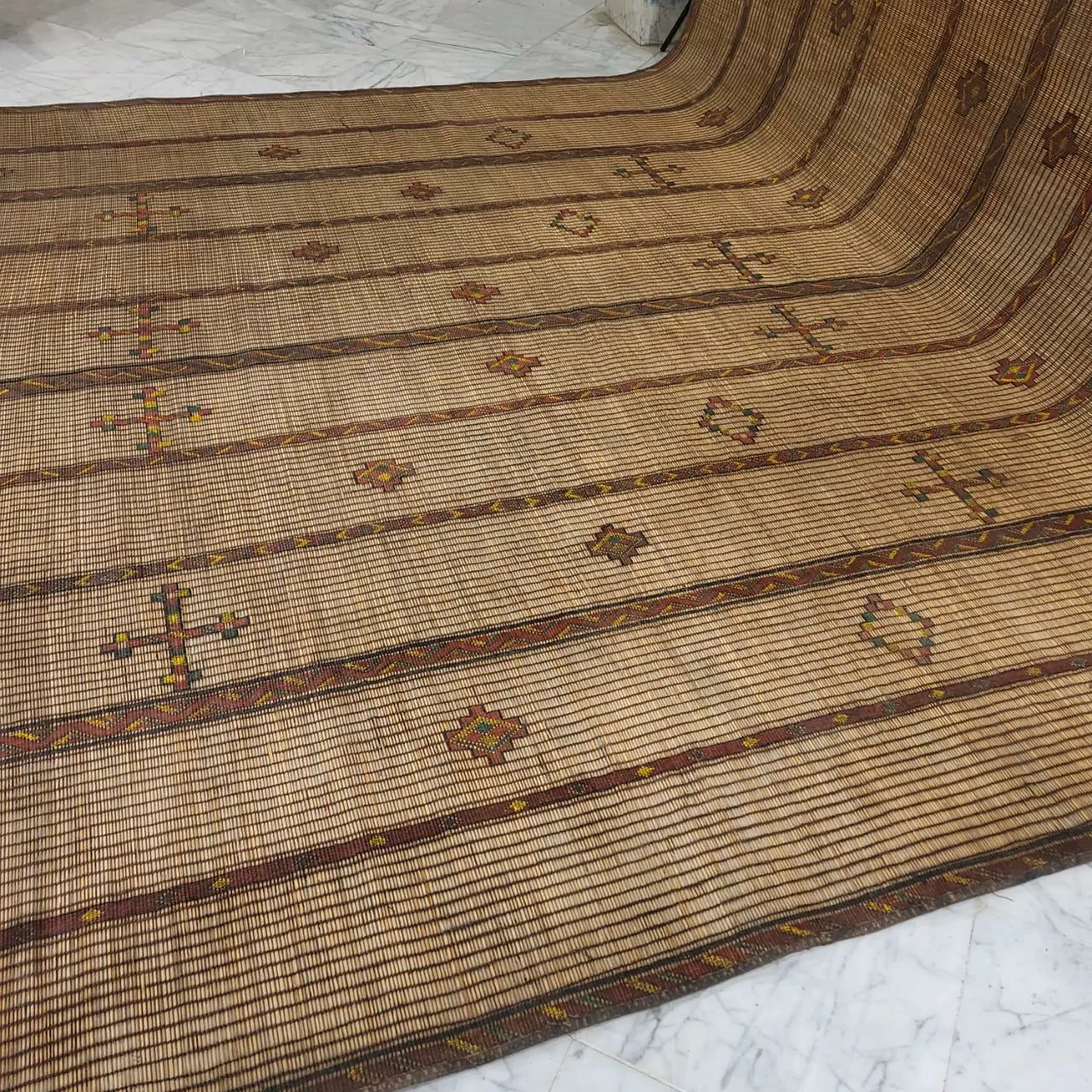 Tuareg Mat Tribal Vintage Mauritanian Rug 10'x16' - Image 10