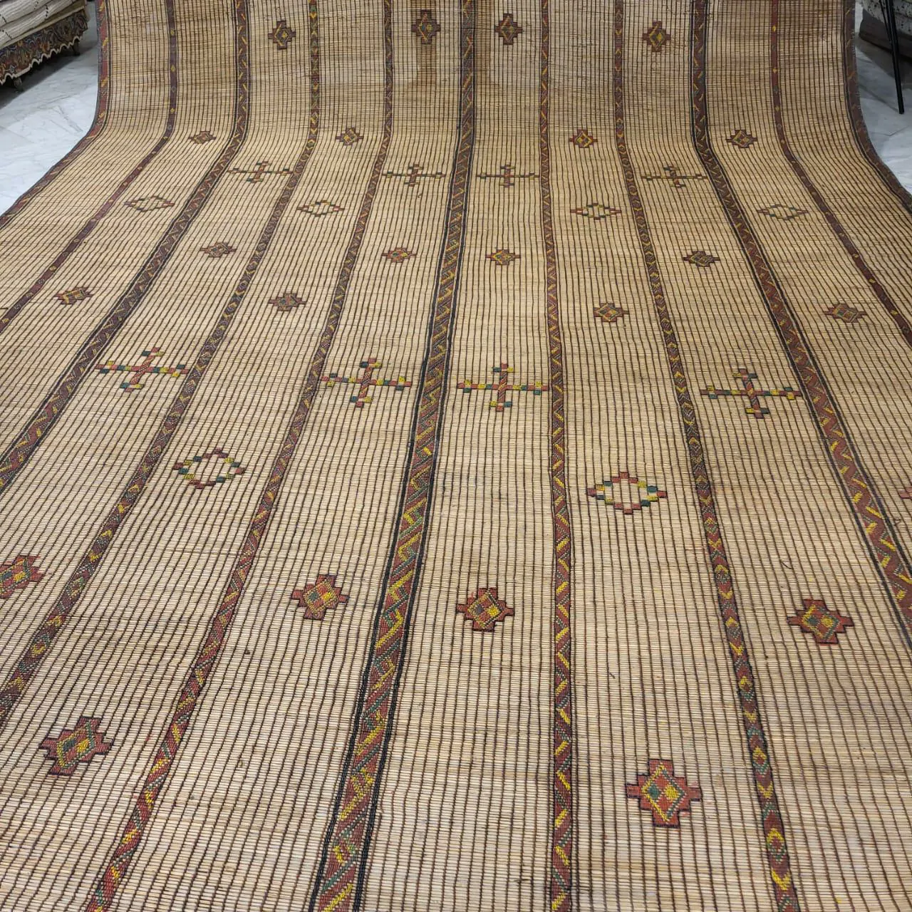 Tuareg Mat Tribal Vintage Mauritanian Rug 10'x16' - Image 3