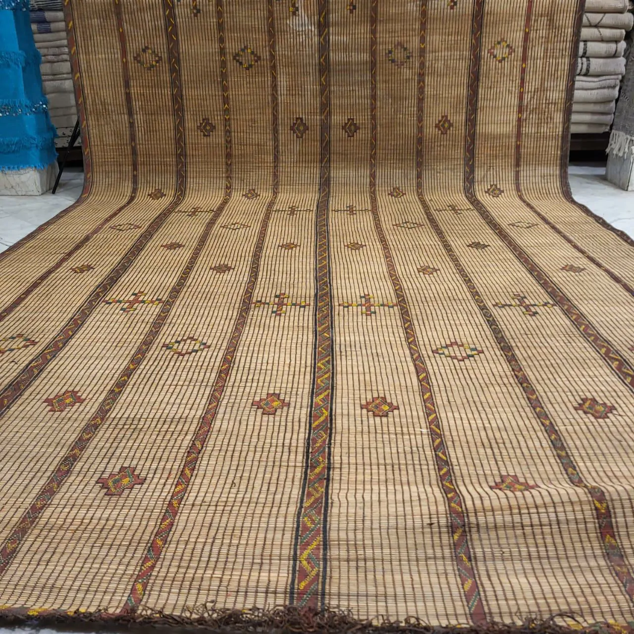 Tuareg Mat Tribal Vintage Mauritanian Rug 10'x16' - Image 6