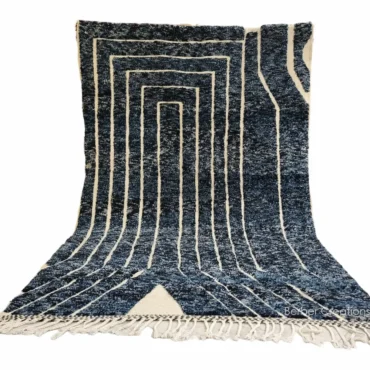 Shag Moroccan Beni Ourain Wool Rug Blue 7’x11′