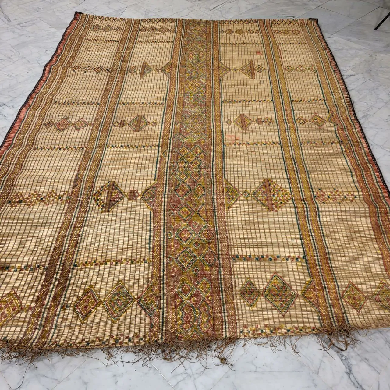 Tuareg Mat Tribal Vintage Mauritanian Rug 7'x9' - Image 9