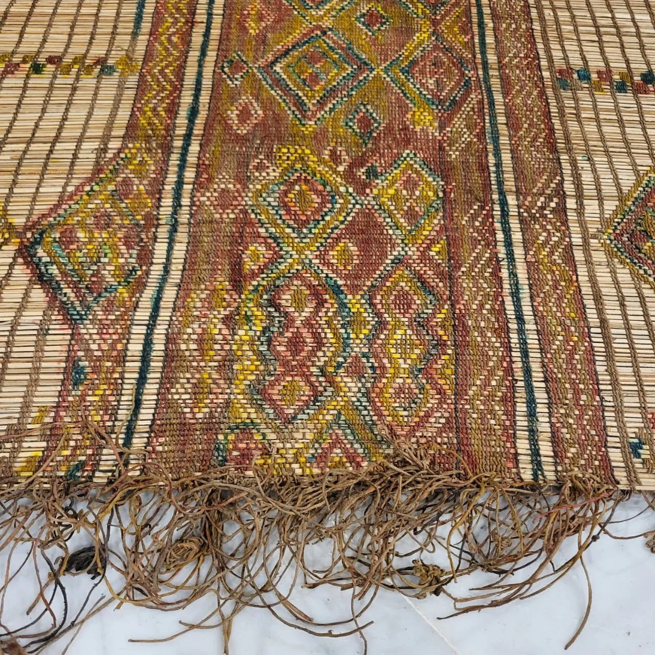 Tuareg Mat Tribal Vintage Mauritanian Rug 7'x9' - Image 10