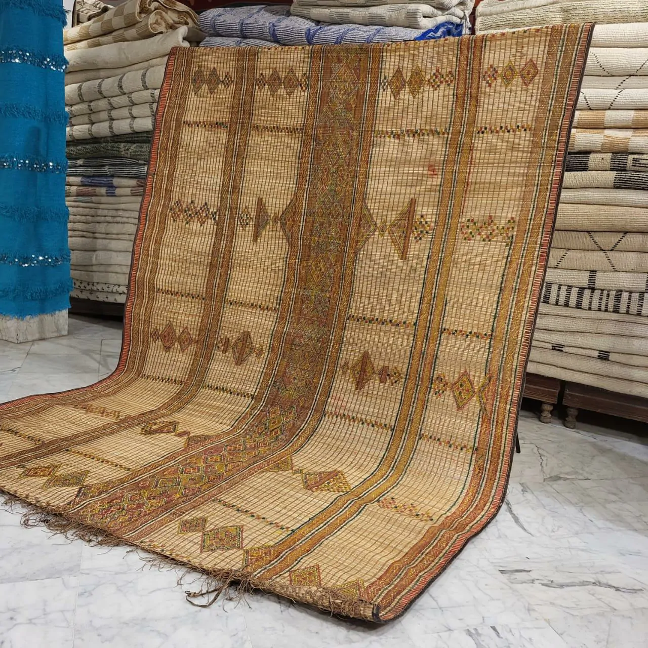 Tuareg Mat Tribal Vintage Mauritanian Rug 7'x9' - Image 11