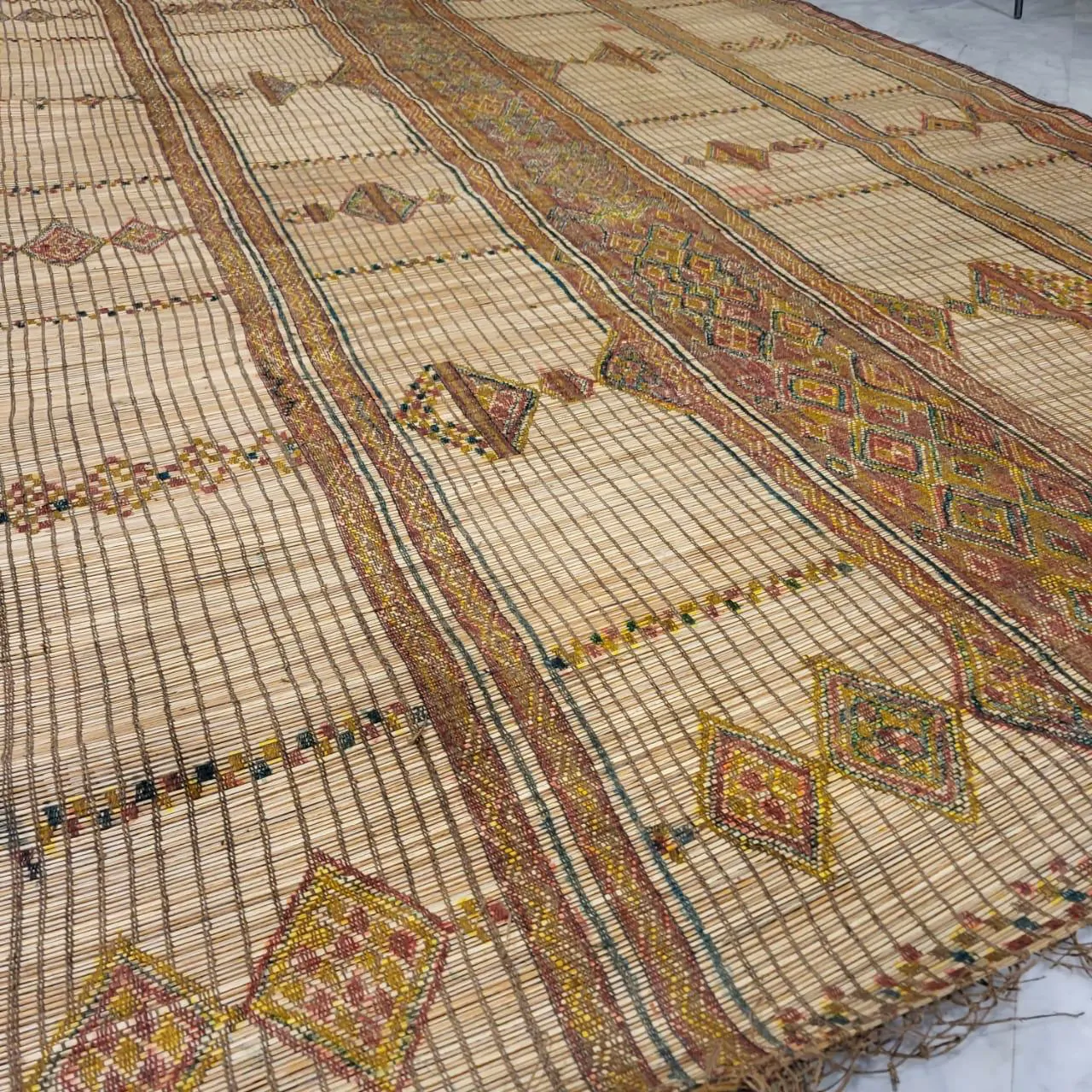 Tuareg Mat Tribal Vintage Mauritanian Rug 7'x9' - Image 3