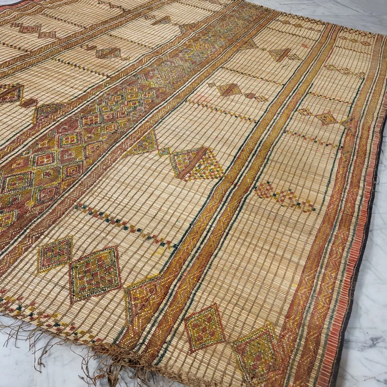 Tuareg Mat Tribal Vintage Mauritanian Rug 7'x9' - Image 6