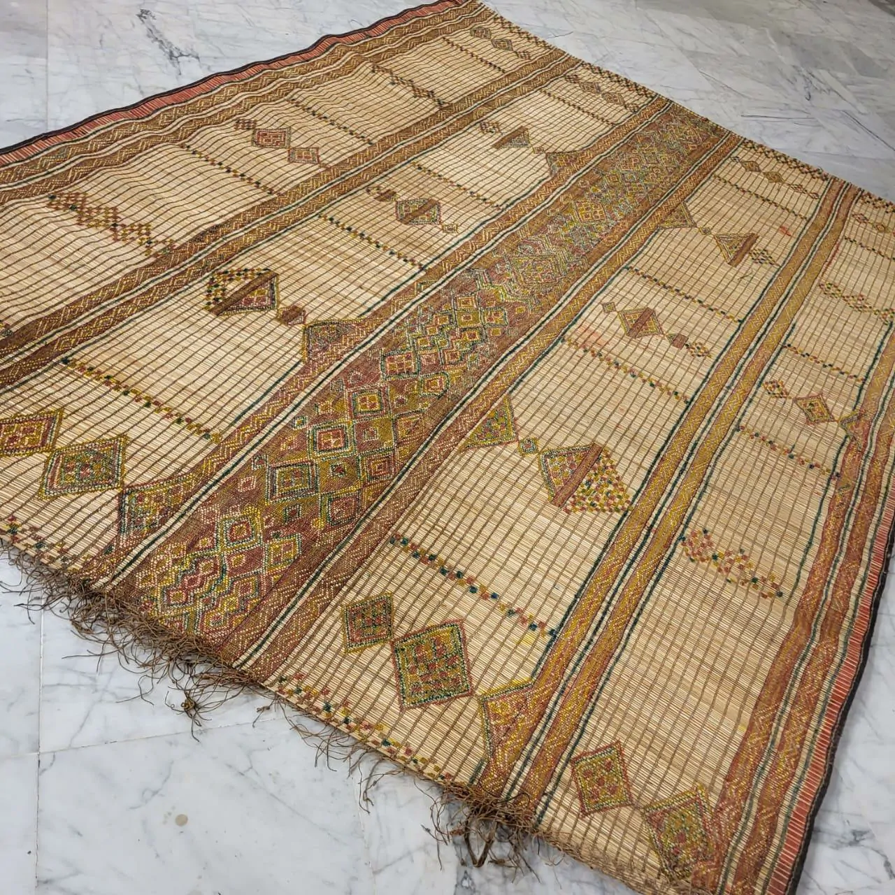 Tuareg Mat Tribal Vintage Mauritanian Rug 7'x9' - Image 8