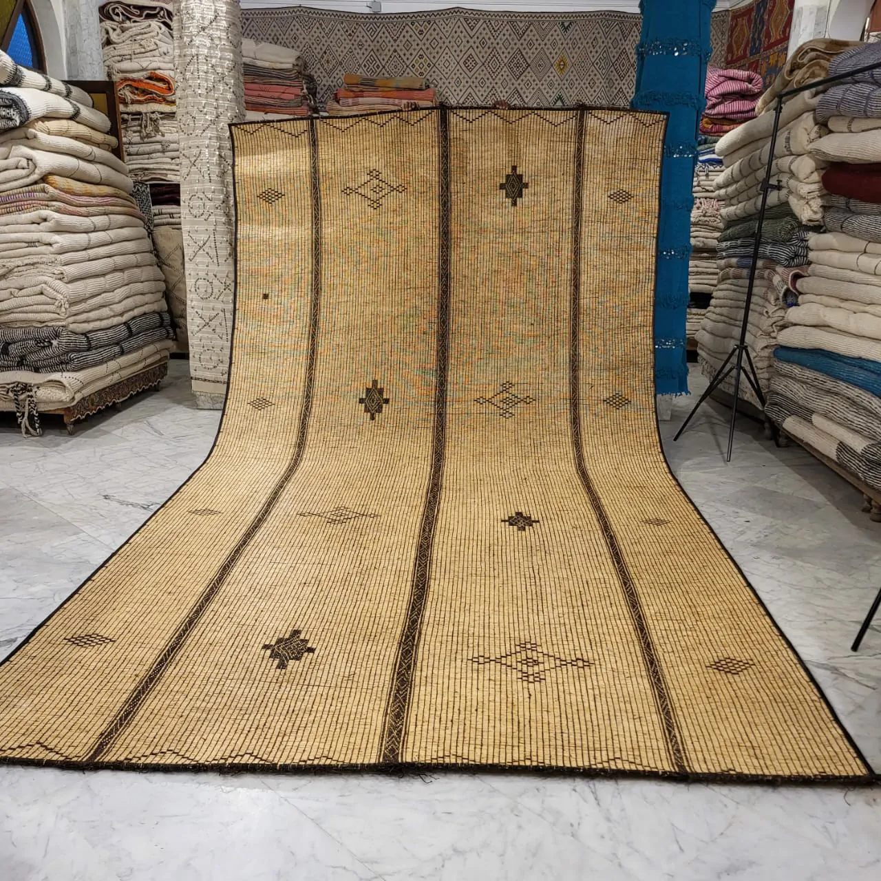 Tuareg Mat Tribal Vintage Mauritanian Rug 8'x16' - Image 3