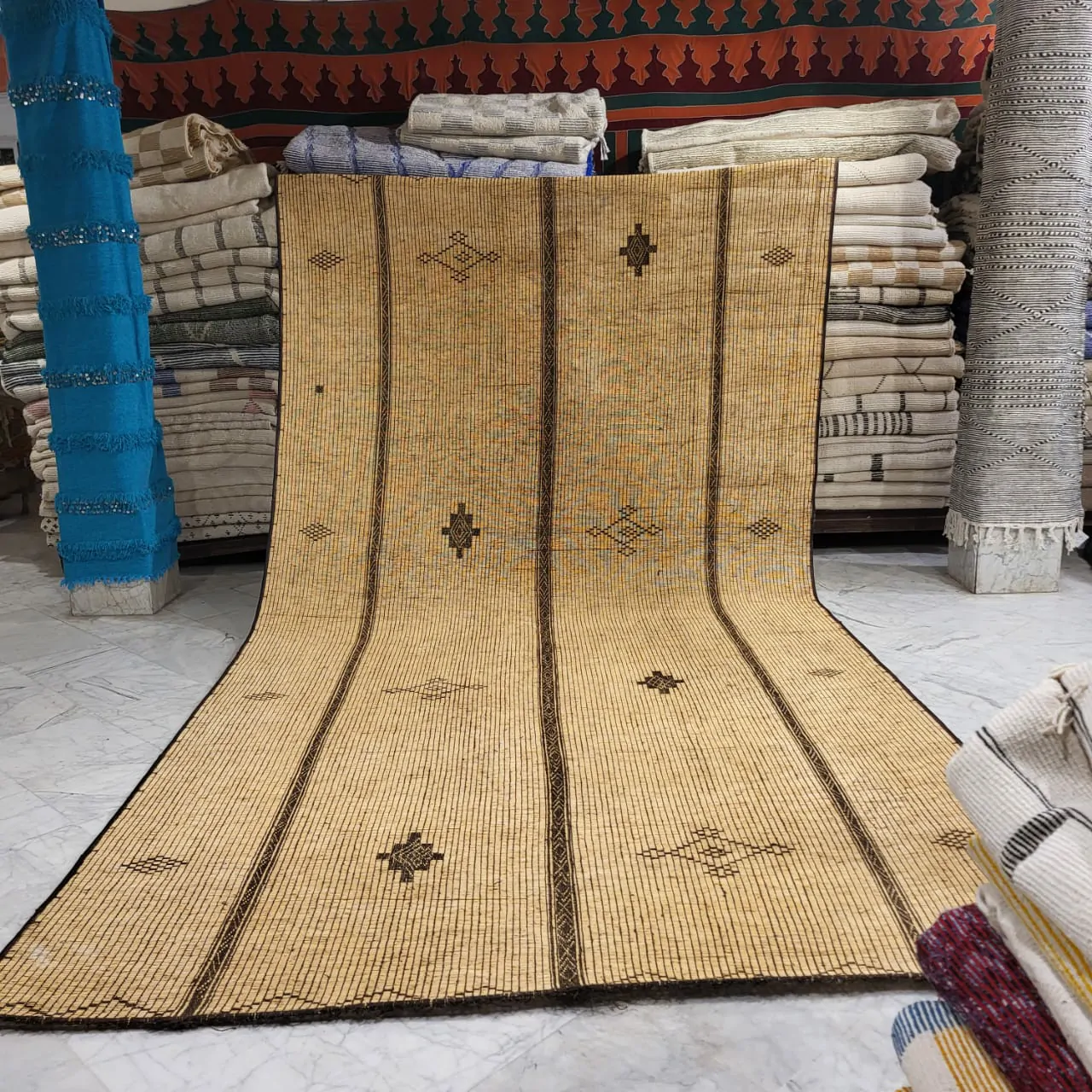 Tuareg Mat Tribal Vintage Mauritanian Rug 8'x16' - Image 4