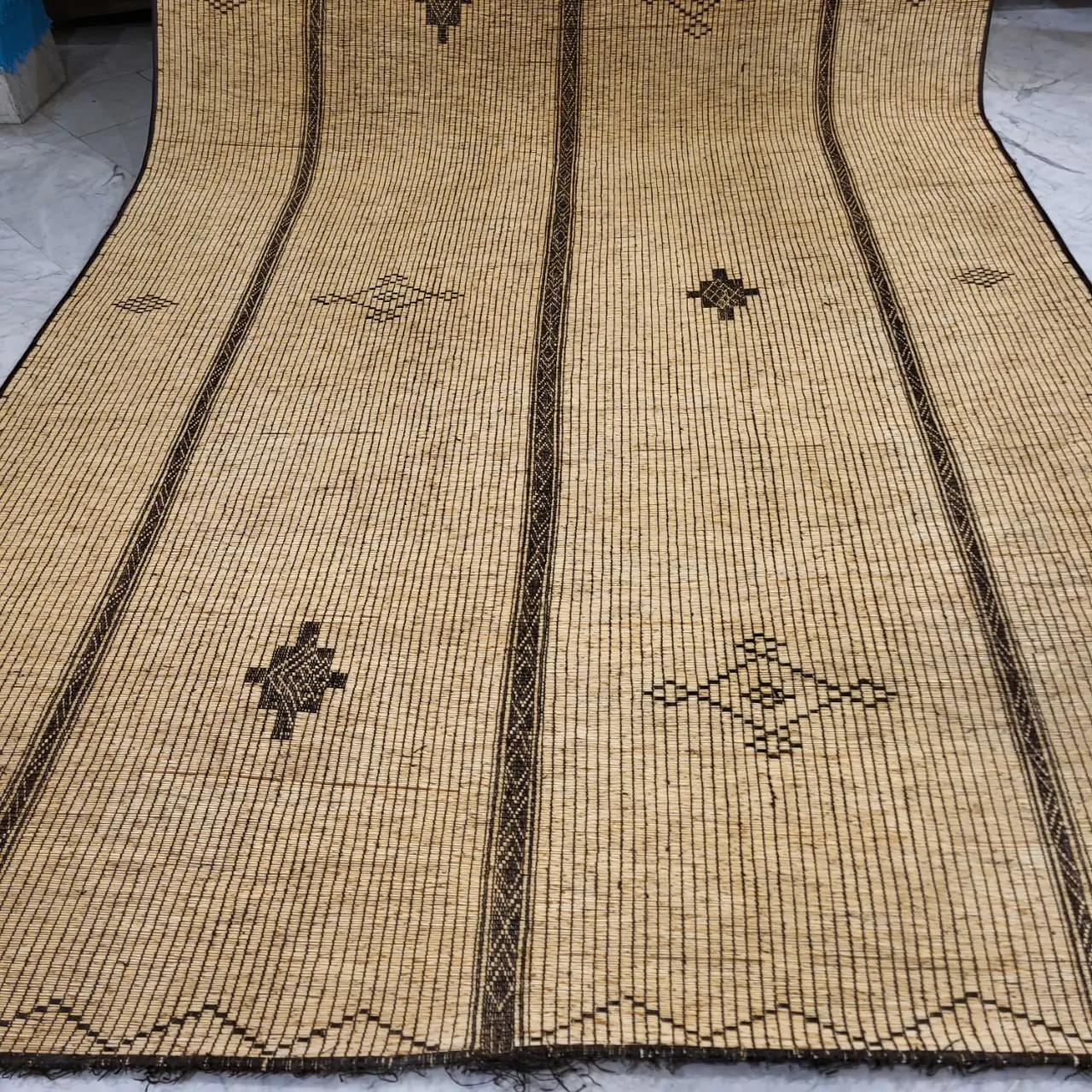 Tuareg Mat Tribal Vintage Mauritanian Rug 8'x16' - Image 7