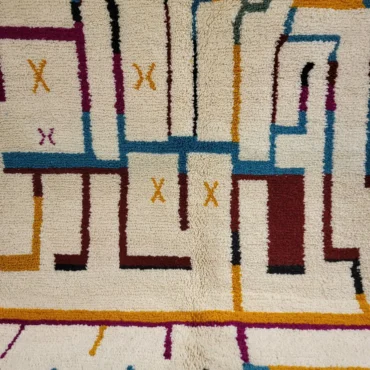 Shag Abstract Moroccan Beni Ourain Berber Rug 5’x8′