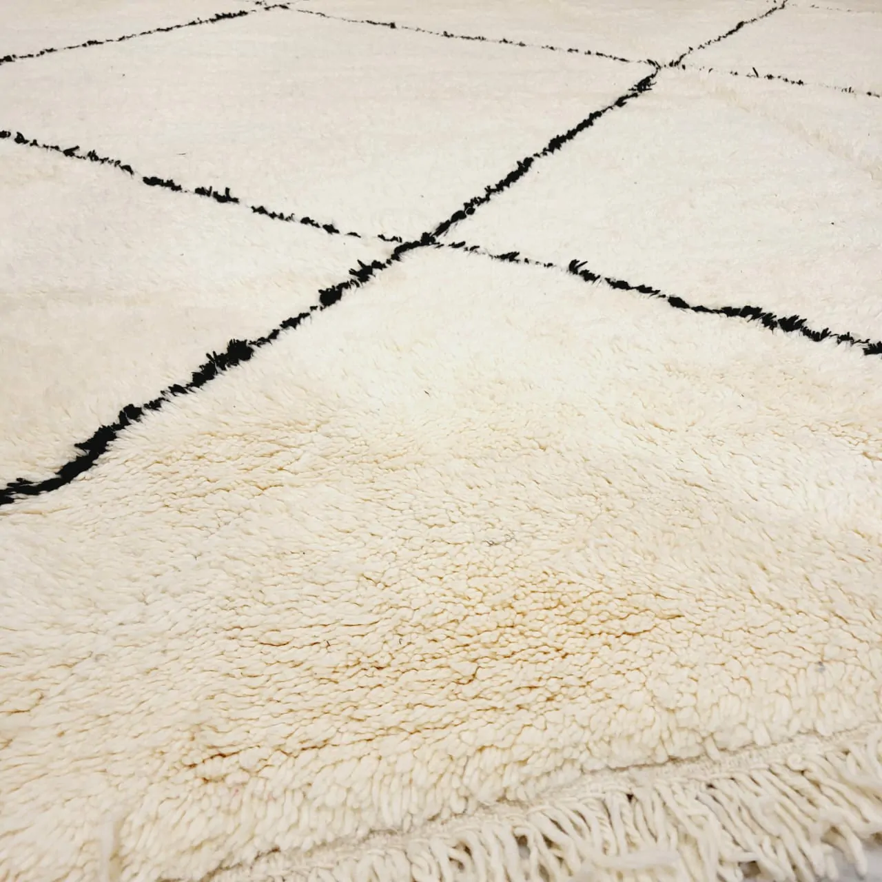 Shag Handmade Beni Ourain Rug Black Diamond Pattern 10'x10' - Image 11