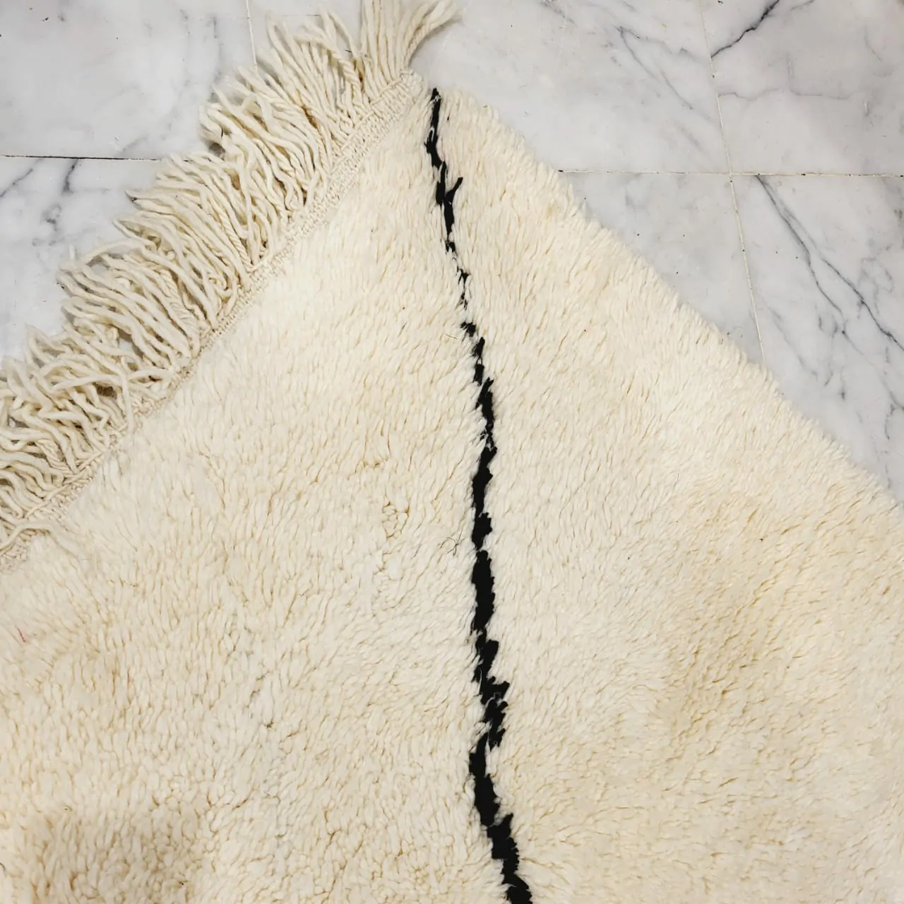 Shag Handmade Beni Ourain Rug Black Diamond Pattern 10'x10' - Image 6