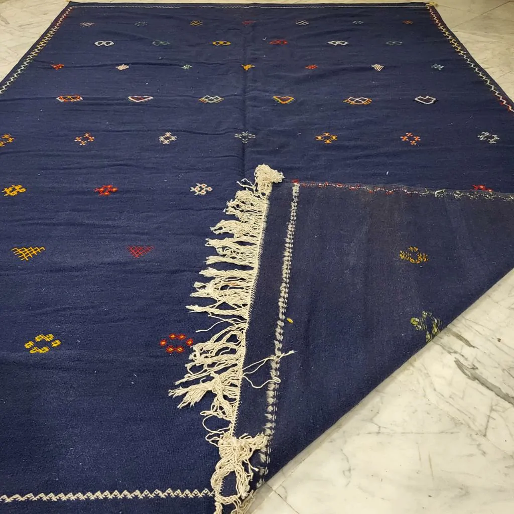 Taznakht Vintage Moroccan Berber Rug Blue 8’x12′