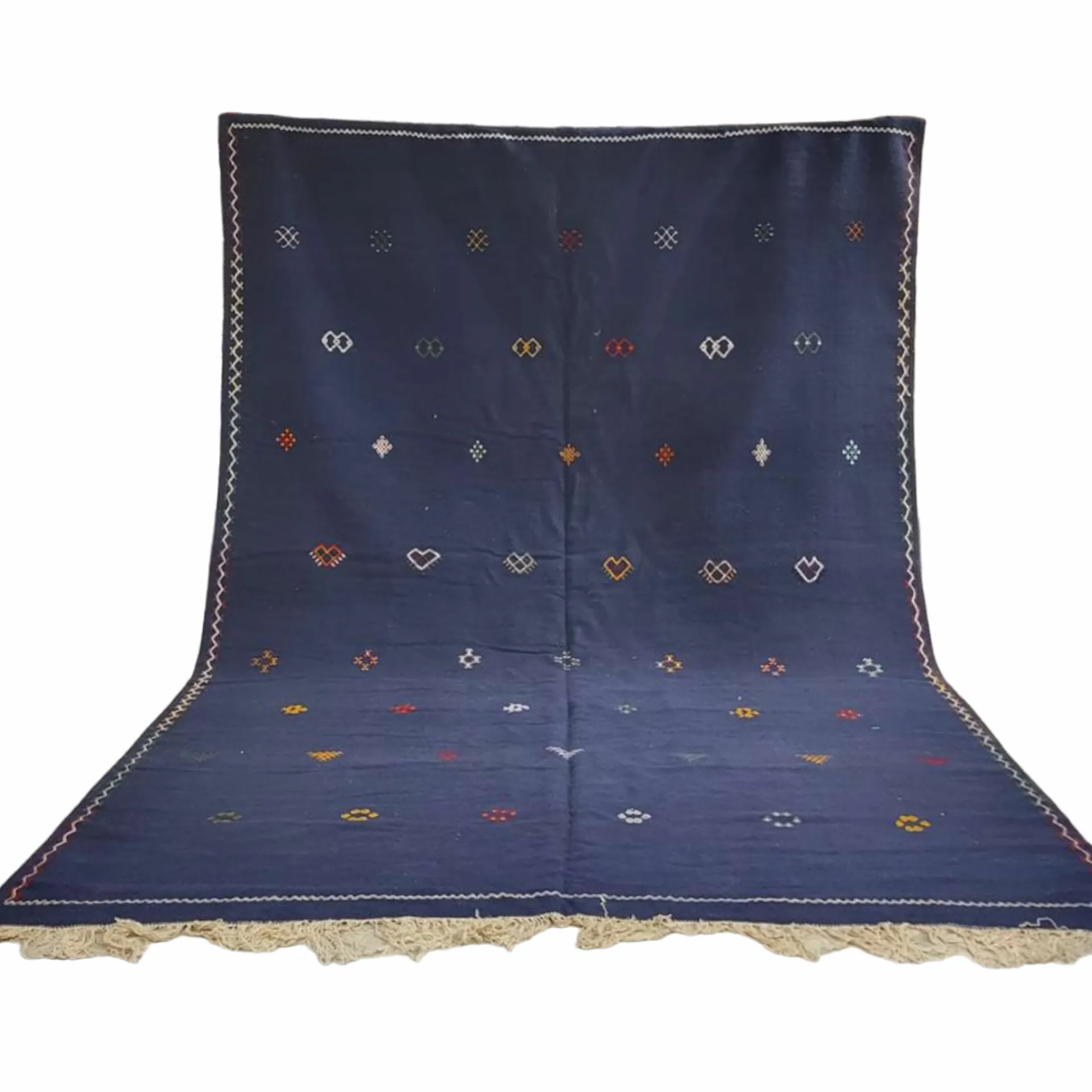 handmade flatweave wool rug blue taznakht style