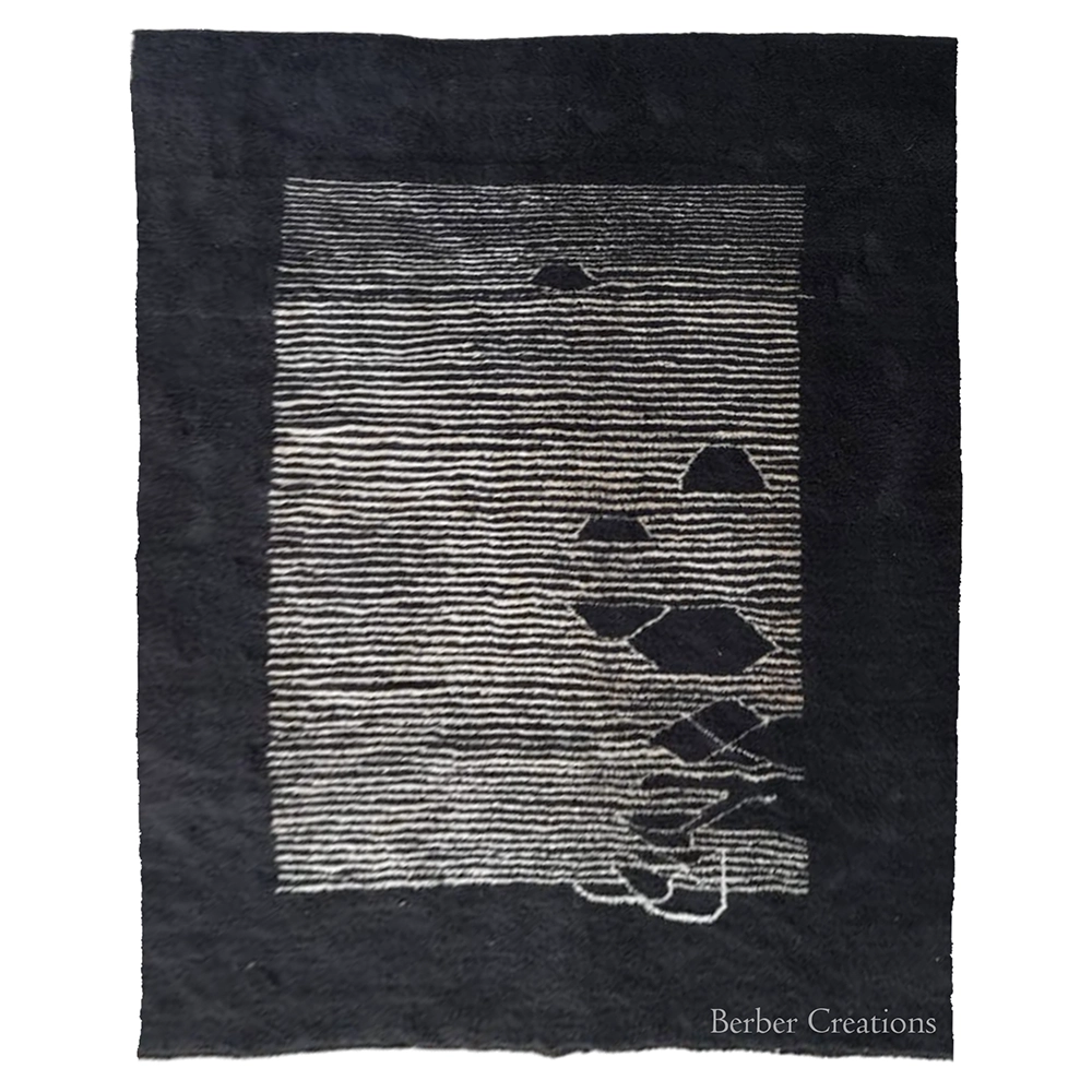 Handwoven Minimalist Beni Wool Rug Black