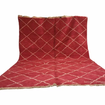Shag Moroccan Beni Ourain Berber Rug Red 9’x13′