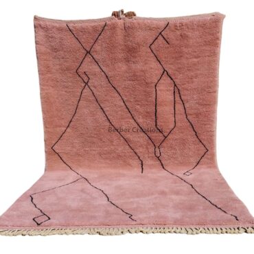 Handwoven  Moroccan Beni Wool Rug Pink