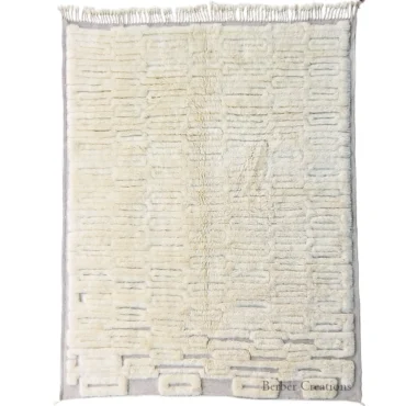 Handwoven Natural Textured Berber Beni Wool Rug