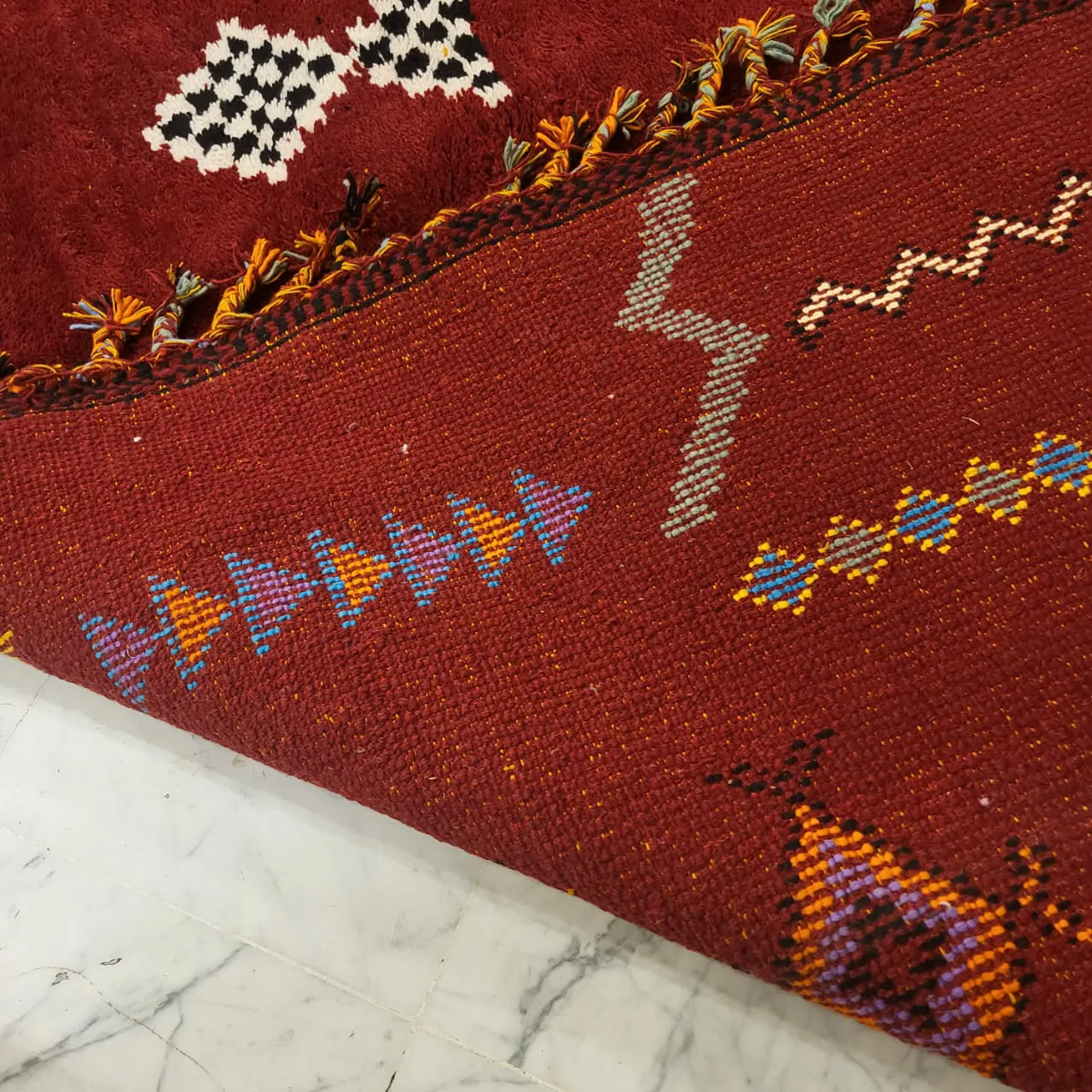 Shag Moroccan Beni Ourain Berber Rug Red 10’x13′