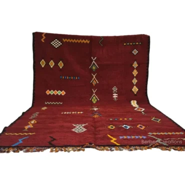 Shag Moroccan Beni Ourain Berber Rug Red 10’x13′