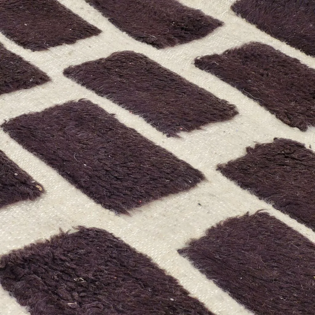 Shag Black and White Moroccan Wool Rug 6'x9' - Image 11