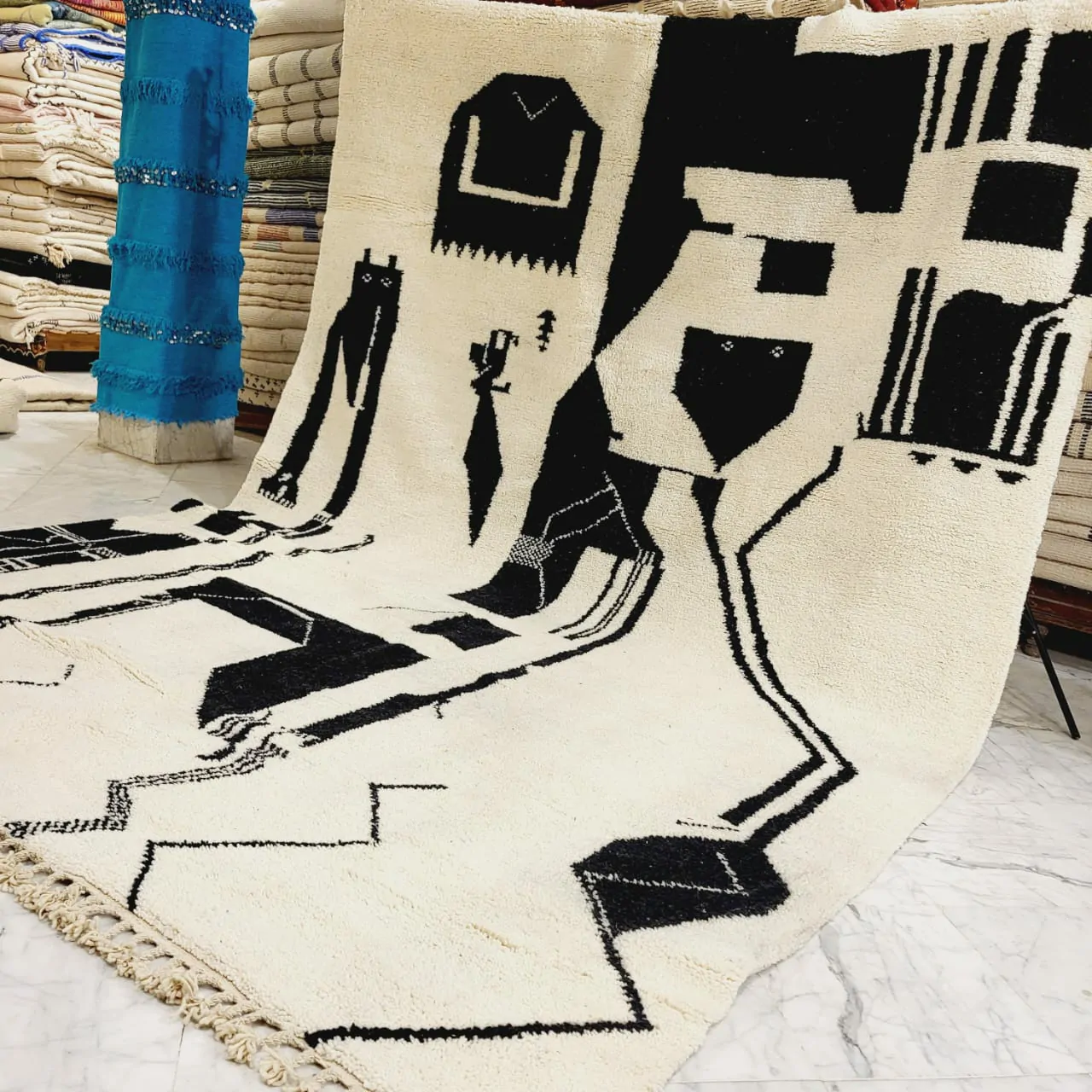 Shag Handmade Beni Ourain Rug 8'x12' - Abstract Pattern - Image 12