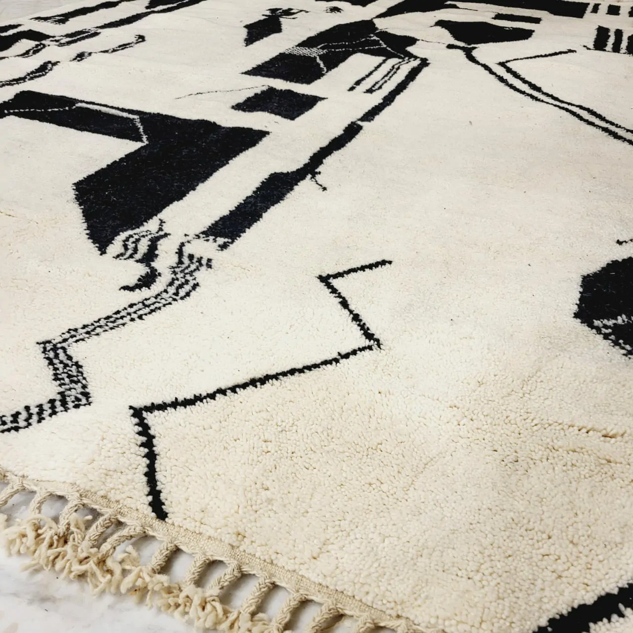 Shag Handmade Beni Ourain Rug 8'x12' - Abstract Pattern - Image 4