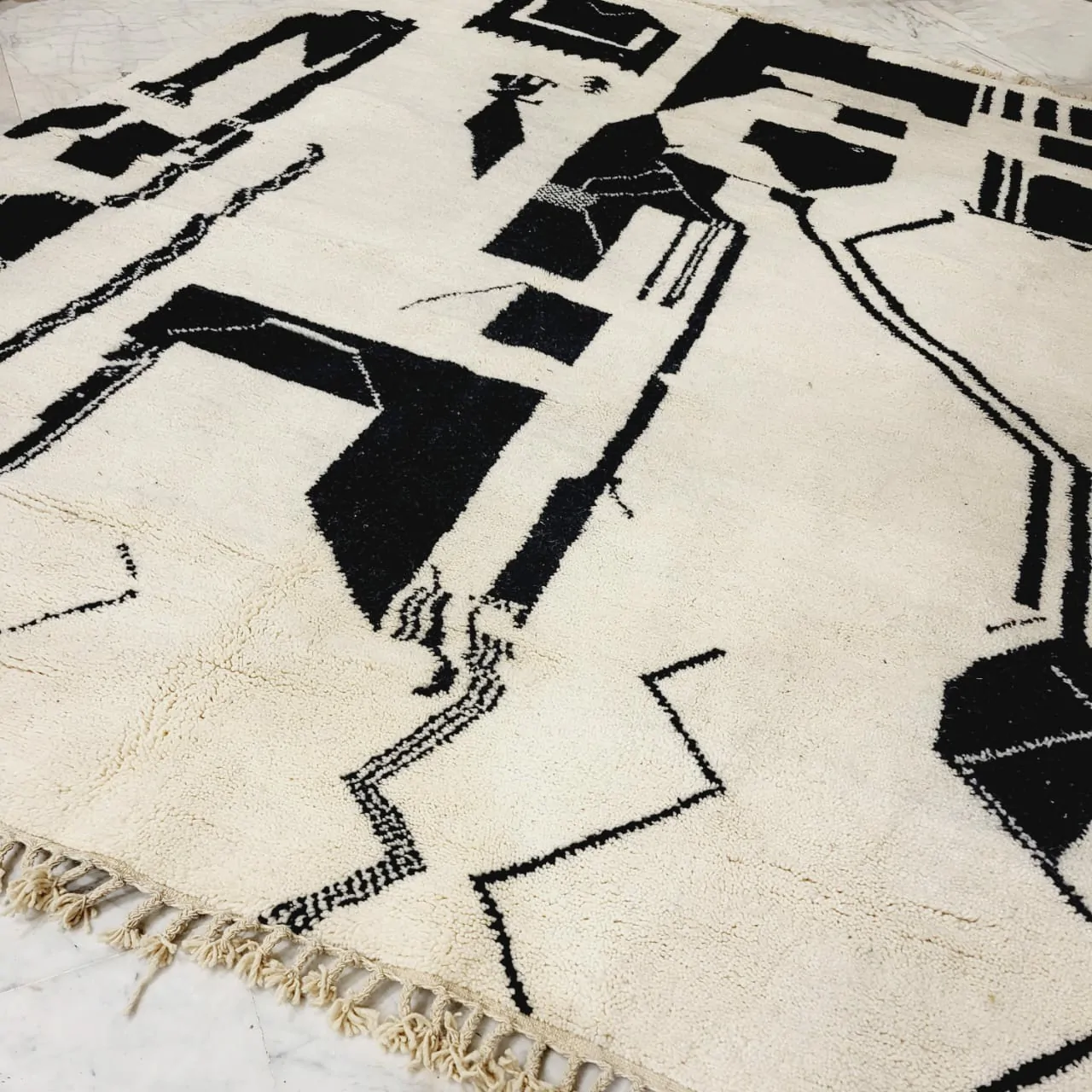 Shag Handmade Beni Ourain Rug 8'x12' - Abstract Pattern - Image 5