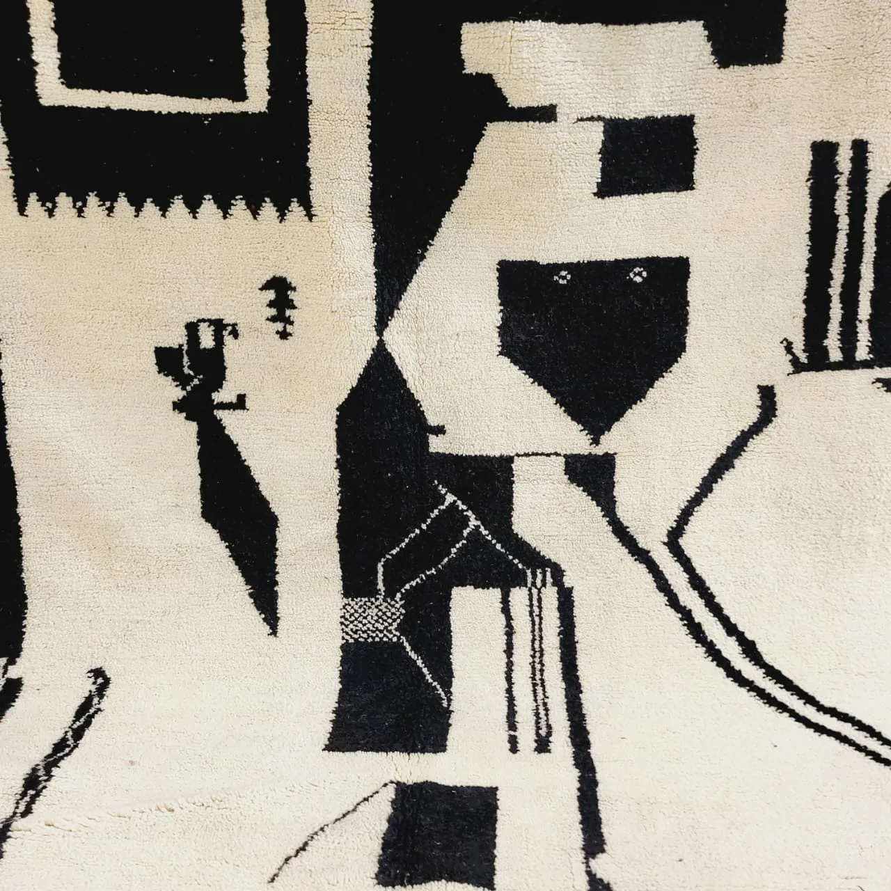 Shag Handmade Beni Ourain Rug 8'x12' - Abstract Pattern - Image 7