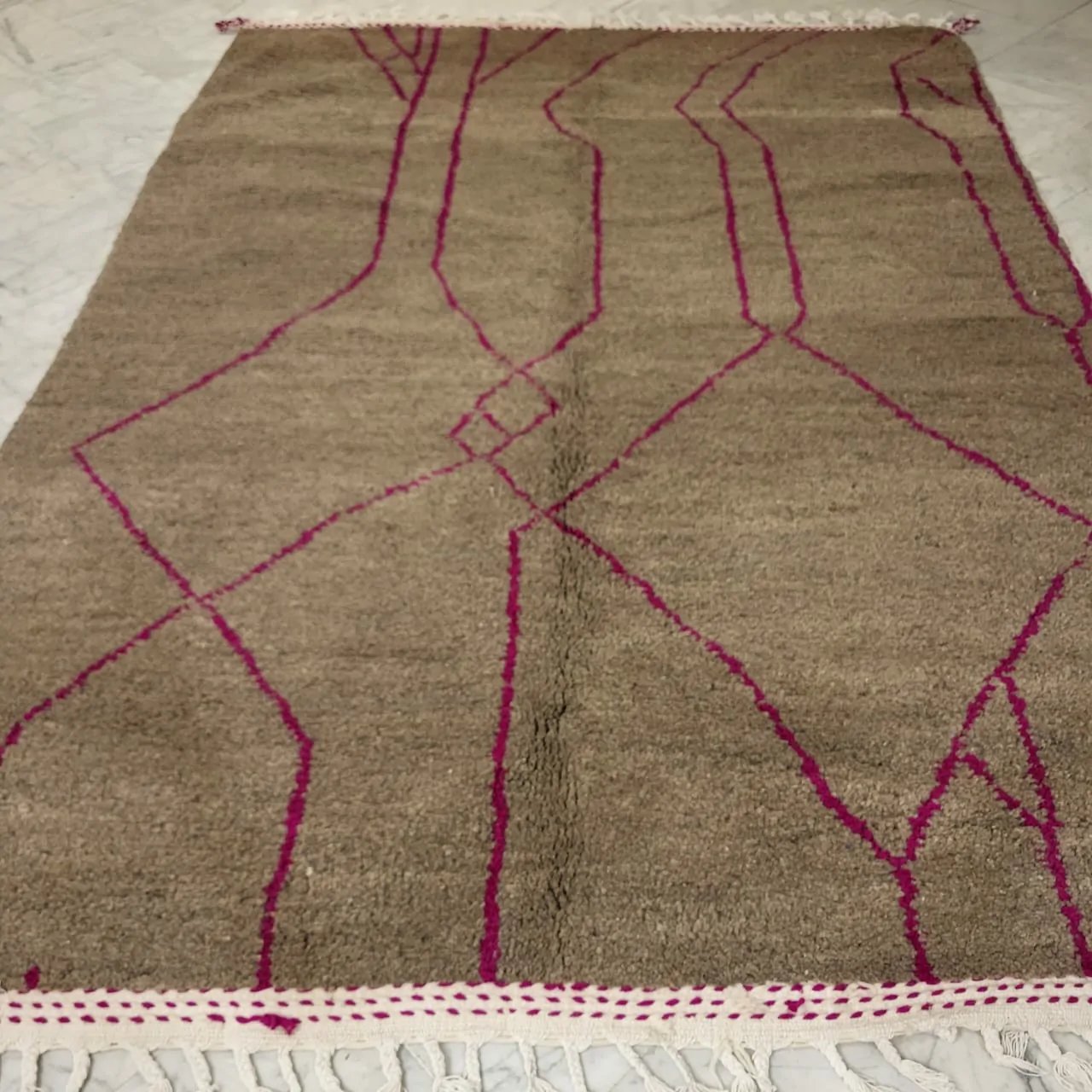 Shag Moroccan Beni Ourain Wool Rug 7'x10' - Image 9