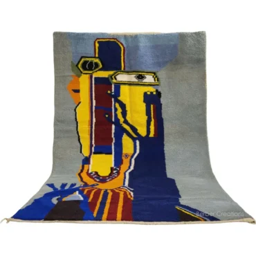 Shag Beni Ourain Moroccan Abstract Rug 7’x10′