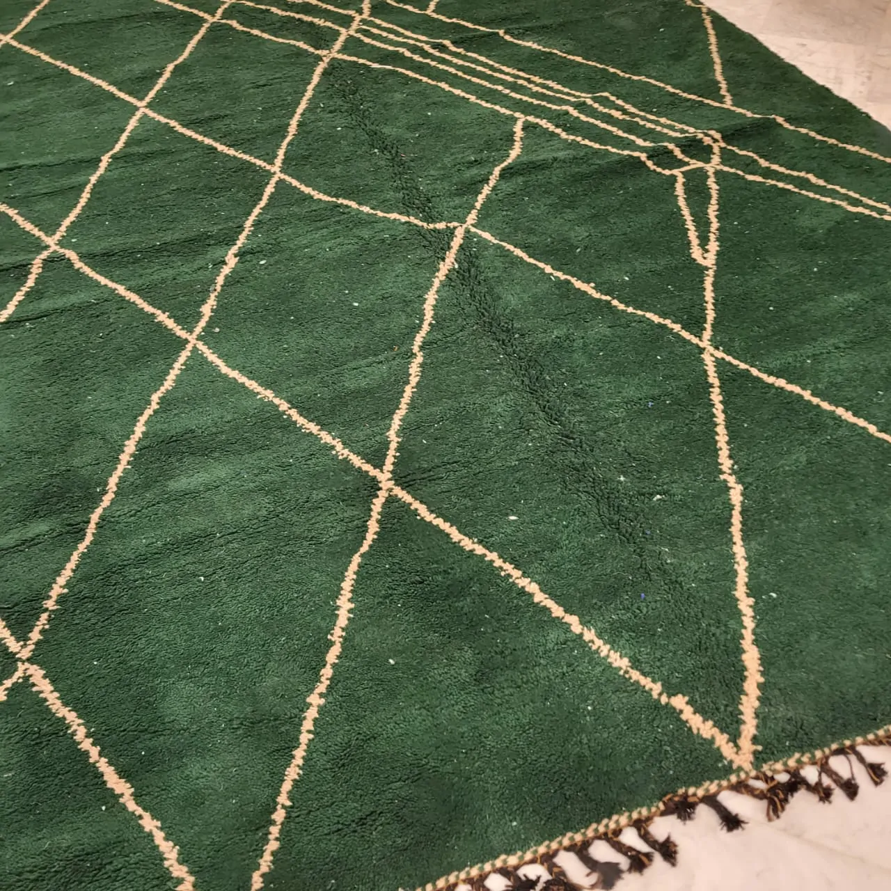 Shag Moroccan Beni Ourain Rug Green 10’x14′