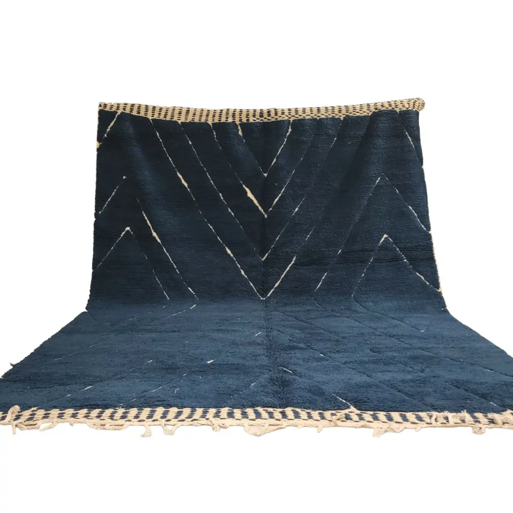 shag moroccan beni ourain wool rug blue -