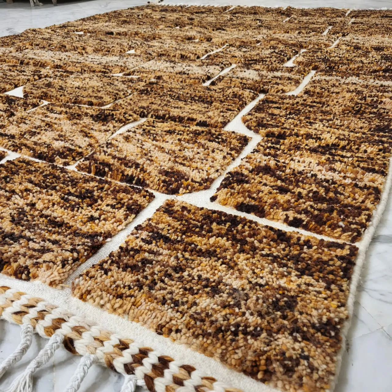 Shag Moroccan Beni Ourain Wool Rug Brown 7'x10' - Image 3