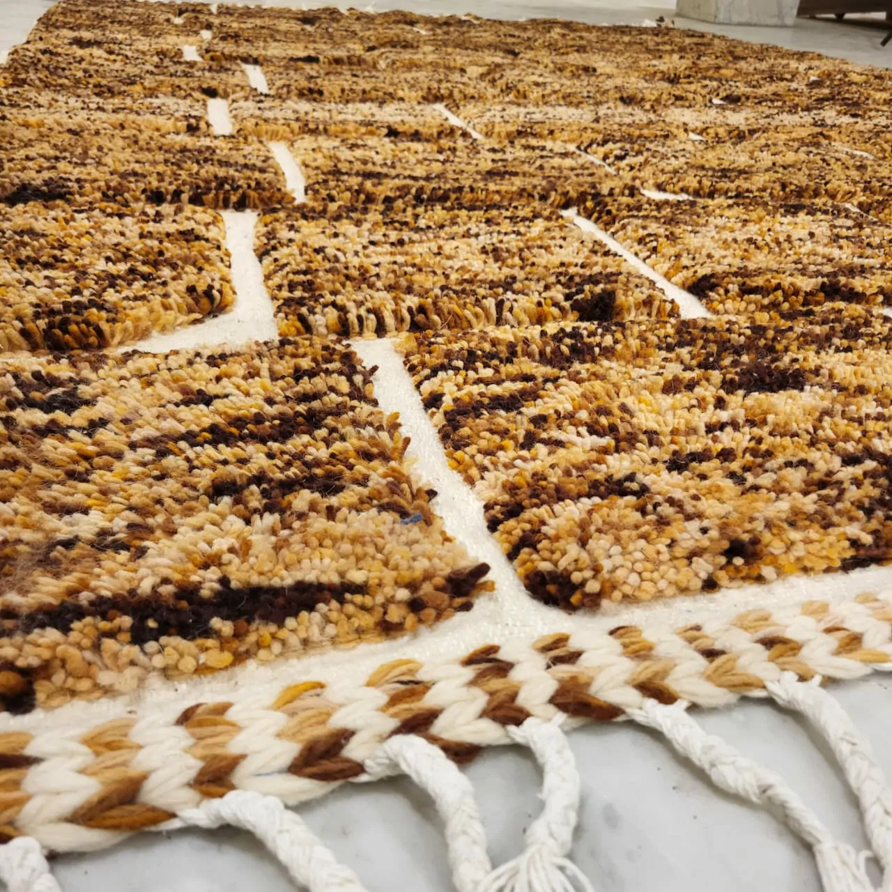 Shag Moroccan Beni Ourain Wool Rug Brown 7'x10' - Image 5