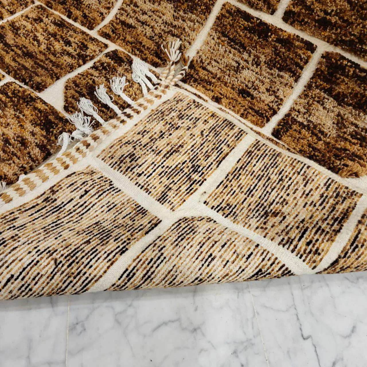 Shag Moroccan Beni Ourain Wool Rug Brown 7'x10' - Image 6