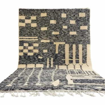 Shag Moroccan Beni Ourain Wool Rug Gray 7’x10′