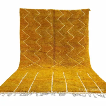 Shag Moroccan Beni Ourain Wool Rug Yellow 7’x11′