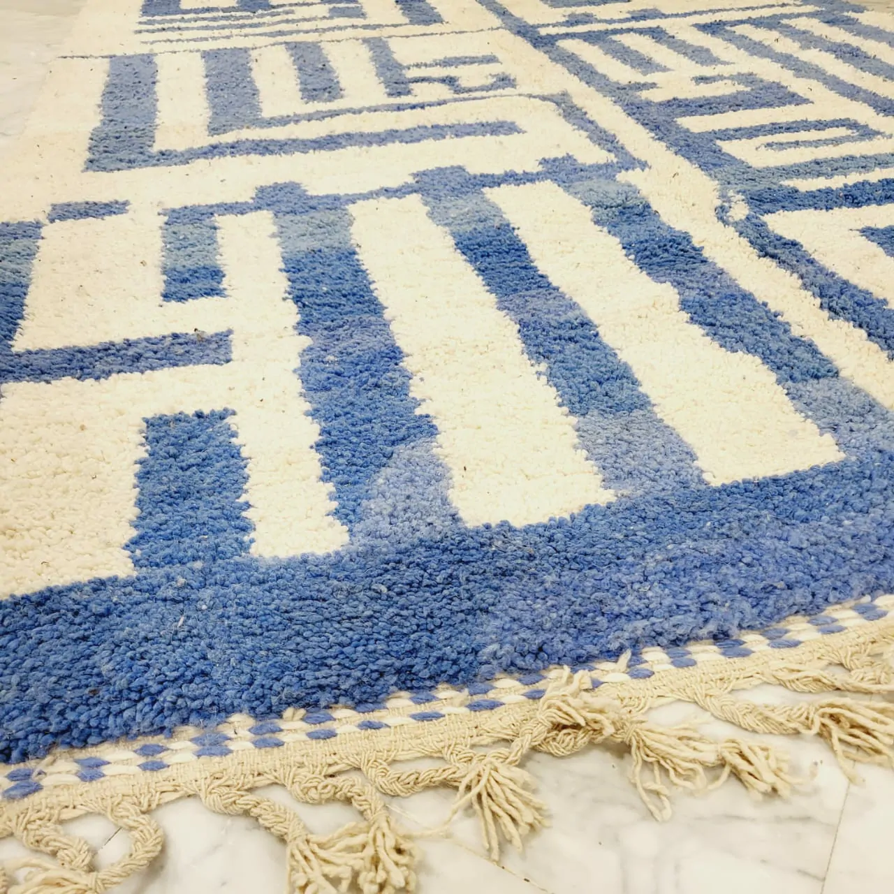 Shag Moroccan Beni Ourain Berber Rug Blue 7’x10′