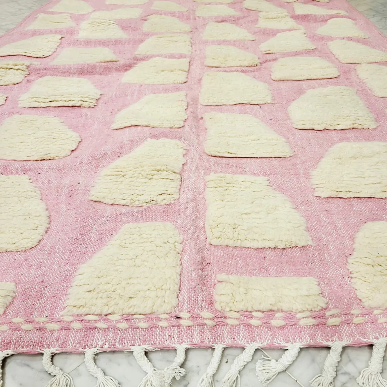 Shag Pink Moroccan Wool Rug 6'x10' - Image 3