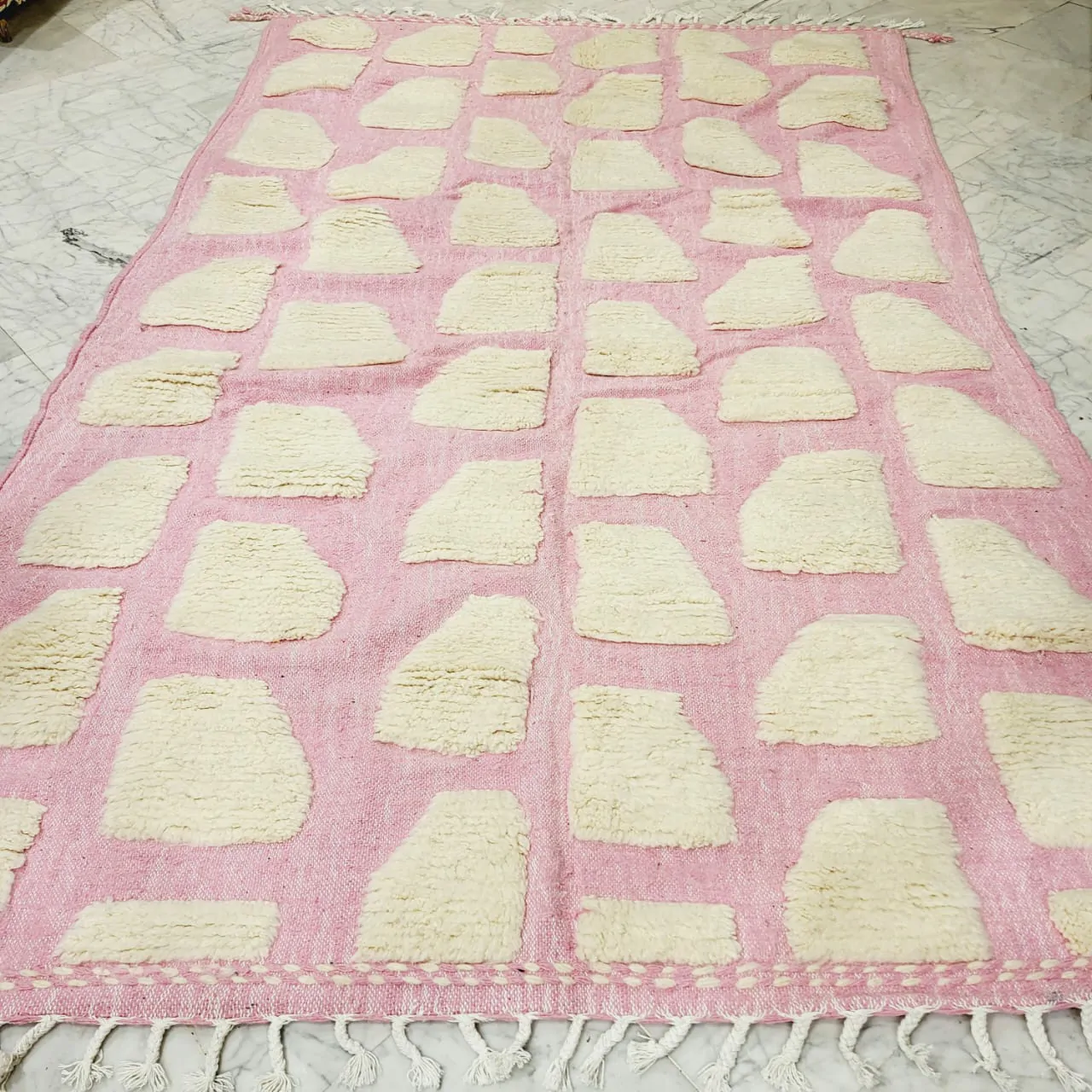 Shag Pink Moroccan Wool Rug 6'x10' - Image 7
