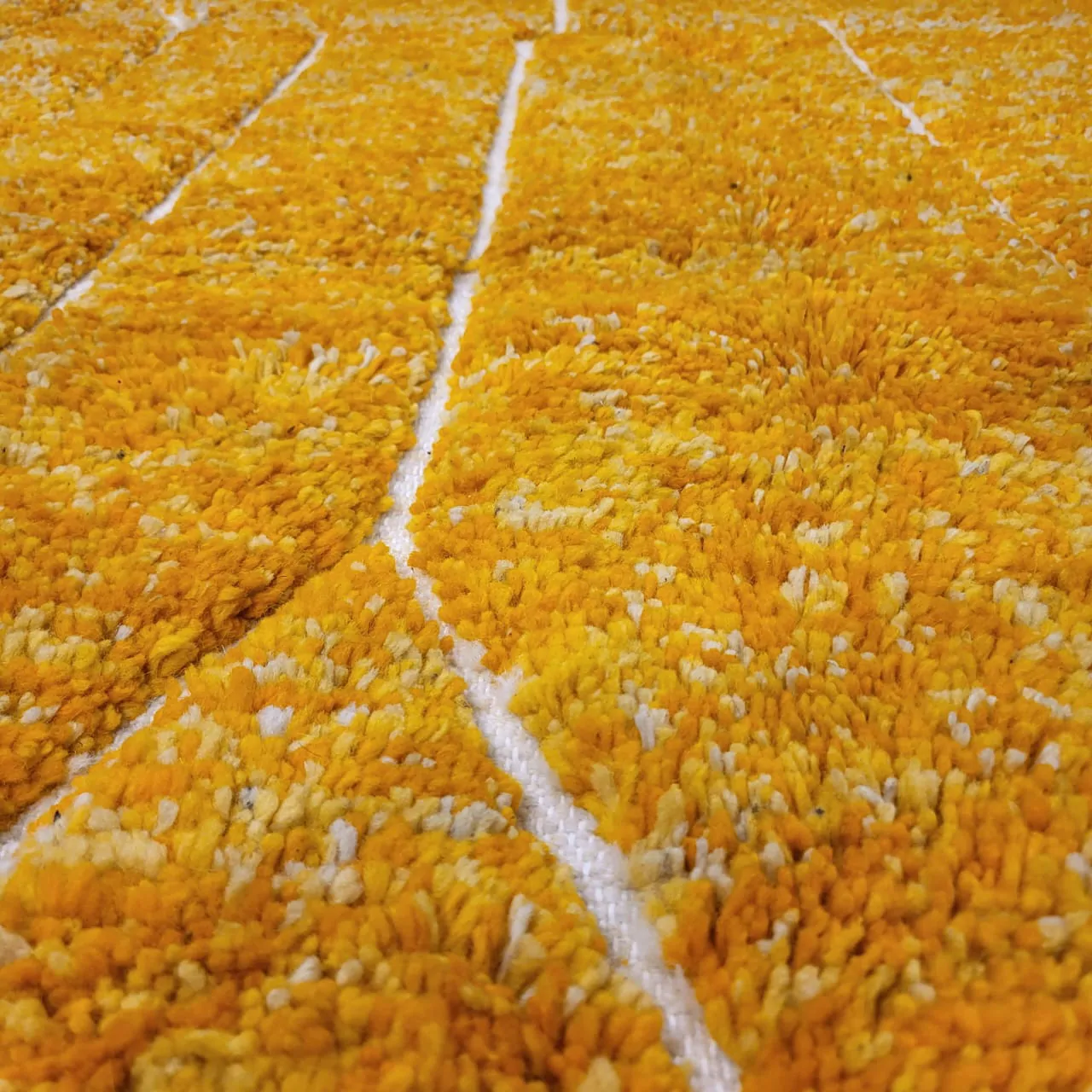 Shag Moroccan Beni Ourain Berber Rug Yellow 5’x8′