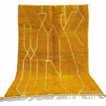 Shag Moroccan Beni Ourain Berber Rug Yellow 5’x8′
