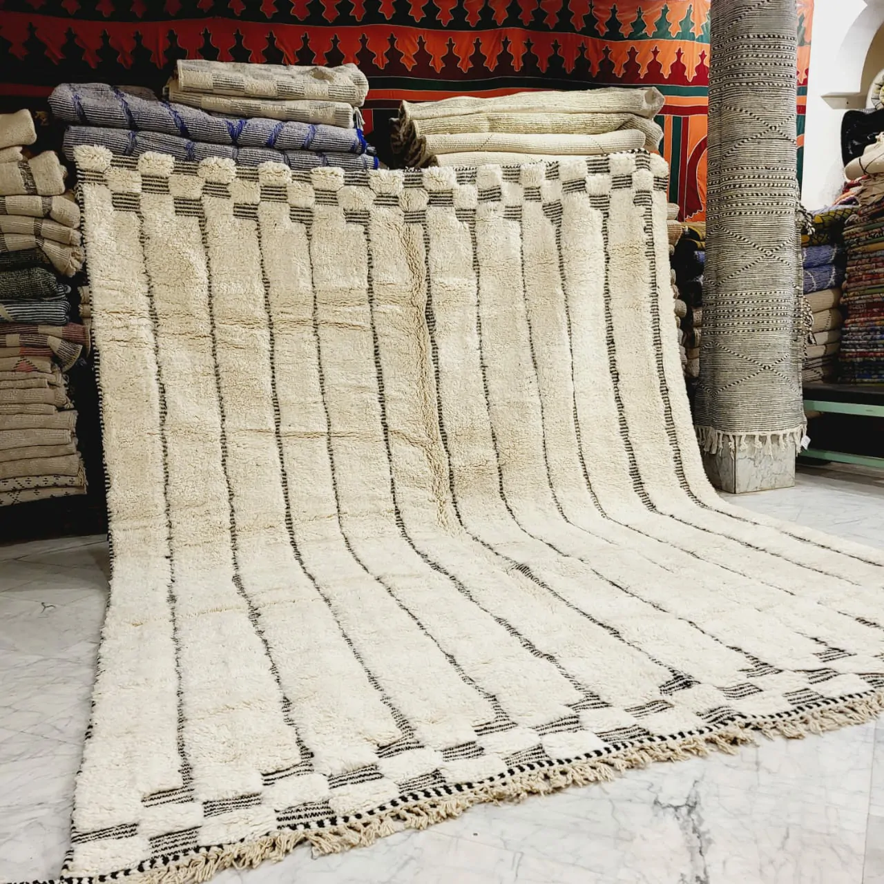 Shag Moroccan Beni Ourain Rug 10'x13' - Image 5