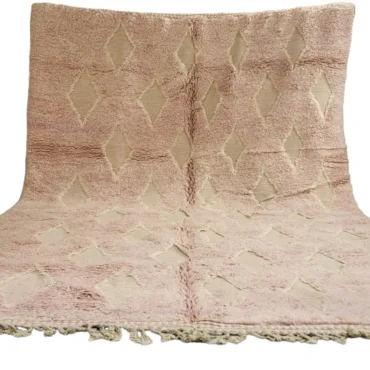 Shag Moroccan Beni Ourain Wool Rug Pink 10’x13′