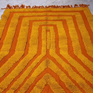 Shag Orange and Yellow Moroccan Wool Rug 7’x10′